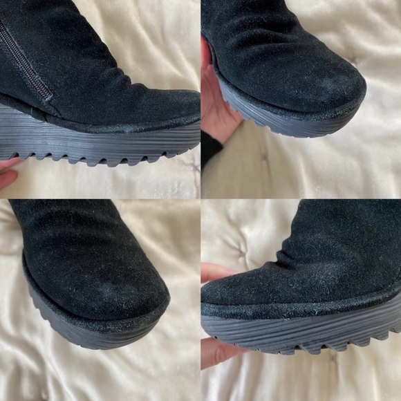 Fly London Yip suede wedge bootie in Diesel Oil Suede black 39 - Picture 12 of 16